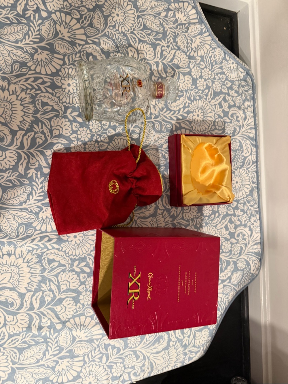 Crown Royal XR Extra Rare RED Empty Bottle , Box, Bag Sleeve Waterloo Distillery